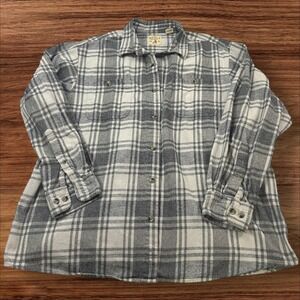 Red Head Flannel Shirt Gray Plaid Long Sleeve Button‎ Up 2TG/2EG